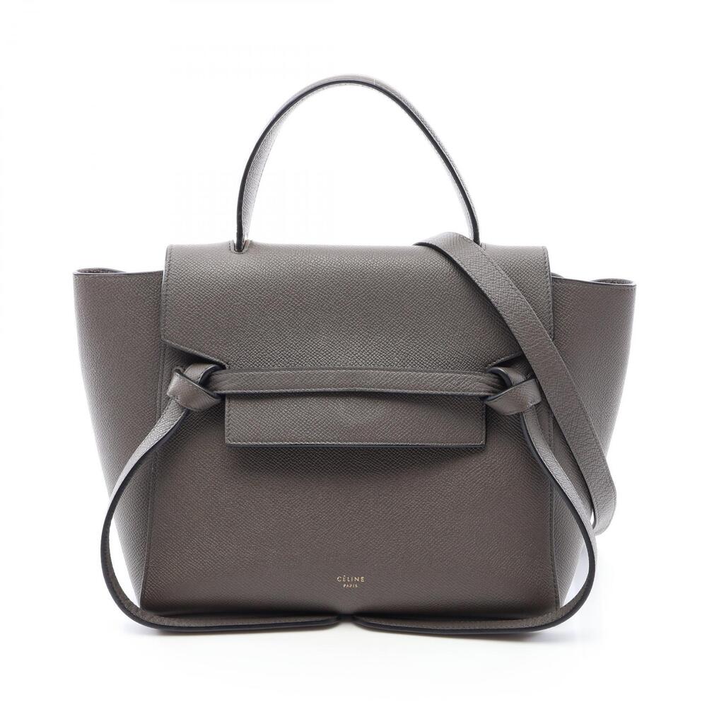 Celine Belt Leather Crossbody BAG Handbag Leather Gray